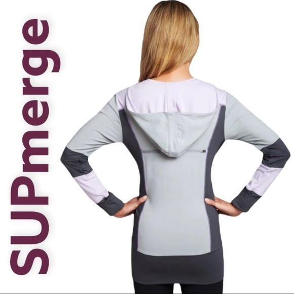 NWT SUPmerge Full Zip Hooded Long Sleeve Rash Guard, Size XS. - Picture 4 of 13